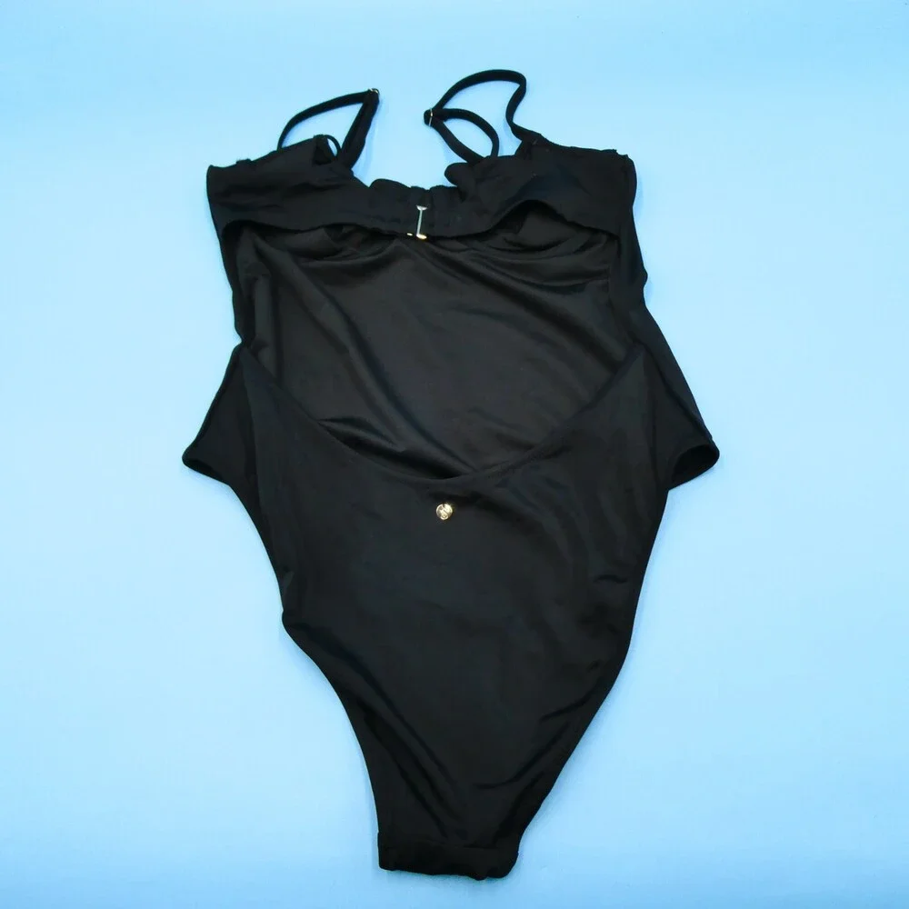 Victorias Secret Medium Black Smooth Underwire Lightly Padded One Piece Swimsuit